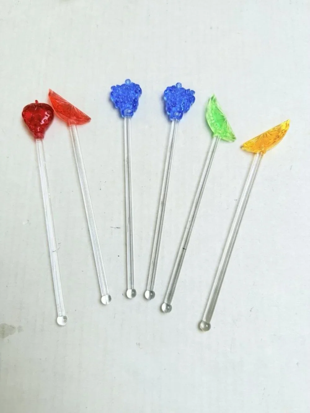 Spring Garden Party Plastic Swizzle Sticks Drink Stirs Cocktails Barware 6 Piece